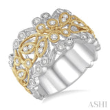 1/2 Ctw Round Cut Diamond Fashion Band in 14K White and Yellow Gold