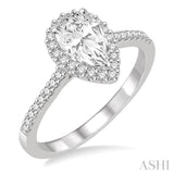 5/8 ctw Diamond Engagement Ring with 1/3 ct Pear Shaped Center stone in 14K White Gold