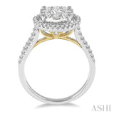 1.00 ctw Round Diamond Lovebright Halo Engagement Ring in 14K White and Yellow Gold