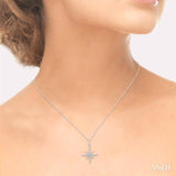 1/6 Ctw Round Cut Diamond Star Pendant With Chain in 10K White Gold