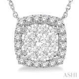1 Ctw Cushion Shape Lovebright Diamond Pendant With Chain in 14K White Gold