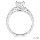 3/4 ctw Round Lovebright Diamond Cluster Ring in 14K White Gold