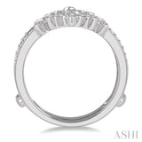 1/4 Ctw Oval Fleur De Lis Round Cut Diamond Insert Ring in 14K White Gold