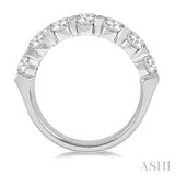 1 1/2 Ctw 7 Stone Round Cut Diamond Wedding Band in 14K White Gold