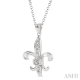 1/20 ctw Single Cut Diamond Fleur De Lis Pendant in Sterling Silver with Chain