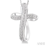 1/10 ctw Single Cut Diamond Cross Pendant in Sterling Silver with Chain