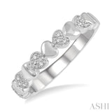 1/20 Ctw Mini Hearts Round Cut Diamond Fashion Ring in Sterling Silver