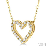 1/4 Ctw Heart Charm Baguette and Round Cut Diamond Pendant in 14K Yellow Gold