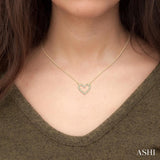 1/4 Ctw Heart Charm Baguette and Round Cut Diamond Pendant in 14K Yellow Gold