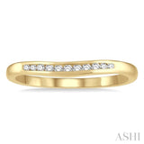 1/10 ctw Arched Channel Round Cut Diamond Wedding Band in 14K Yellow Gold