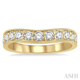 3/4 ctw Arched Round Cut Diamond Wedding Band in 14K Yellow Gold