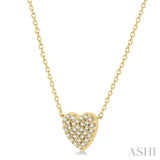 1/8 Ctw Heart Charm Round Cut Diamond Petite Pendant in 10K Yellow Gold