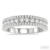 1 Ctw Channel Round Cut Diamond Wedding Band in 14K White Gold