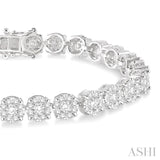 7 Ctw Round Cut Diamond Lovebright Tennis Bracelet in 14K White Gold