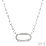 1/10 Ctw Round Cut Diamond Paperclip Pendant With Chain in Sterling Silver