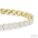 3 Ctw Round Cut Lovebright Diamond Tennis Bracelet in 14K Yellow and White Gold