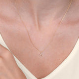 1/20 Ctw Initial 'O' Round Cut Diamond Pendant With Chain in 14K Yellow Gold