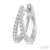 1/5 Ctw Split Round Cut Diamond Huggie Petite Earrings in 14K White Gold