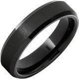 Black Diamond Ceramic™ Ring with Stone Finish Center and Beveled Edges