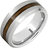 Barrel Aged Serinium® Ring with Bourbon Wood Inlay and Grain Finish