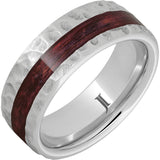 Barrel Aged Serinium® Ring with Cabernet Wood Inlay and Moon Crater Carving