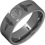 Rugged Tungsten Ring With Caduceus - Nurse Practitioner