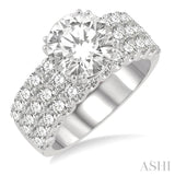1 3/4 Ctw Triple Row Round Cut Diamond Semi-Mount Engagement Ring in 14K White Gold