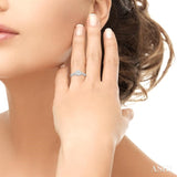 1/2 Ctw Oval Shape Center Criss-Cross Carved Shank Lovebright Round Cut Diamond Engagement Ring in 14K White Gold