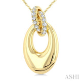 1/3 Ctw Interlocked Circle Round Cut Diamond Oval Shaped Aeris Gold Fashion Pendant With Chain in 14K Yellow Gold