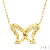 1/10 Ctw Round Cut Diamond Interlock Wings Pendant With Chain in 10K Yellow Gold