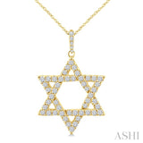 3/4 Ctw Star of David Round Cut Diamond Fashion Pendant With Chain in 14K Yellow Gold
