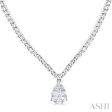 1 Ctw Pear Drop Round Cut Diamond Necklace in 14K White Gold