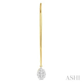 1/2 Ctw Oval Shape Dangler Lovebright Round Cut Diamond Earrings in 14K Yellow and White Gold