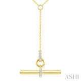 1/10 Ctw Round Cut Diamond T-Bar Fashion Necklace in 10K Yellow Gold