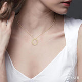 1/2 Ctw Ribbed Swirl Circle Round Cut Diamond Fashion Pendant With Chain in 10K Yellow Gold