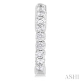 1 Ctw Inside-Out Embellished Round Cut Diamond Hoop Earrings in 14K White Gold