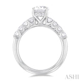 1 1/3 ctw Oval Shape Princess and Round Cut Diamond Semi Mount Engagement Ring in 14K White Gold