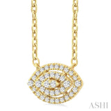 1/6 Ctw Double Halo Marquise Shape Petite Round Cut Diamond Fashion Pendant With Chain in 10K Yellow Gold