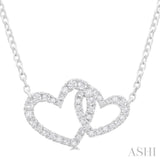 1/4 Ctw Interlocked Heart Round Cut Diamond Fashion Pendant With Chain in 10K White Gold