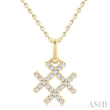 1/10 Ctw Petite Hashtag Motif Round Cut Diamond Fashion Pendant With Chain in 10K Yellow Gold