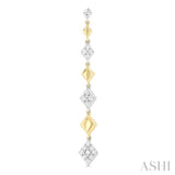 1/2 ctw Graduated Diamond Shape Round Cut Diamond Fashion Long Earring in 14K Yellow and White Gold