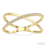 1/10 ctw Wide Split Round Cut Diamond Twist Ring in 10K Yellow Gold