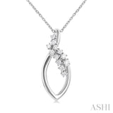 1/5 Ctw Marquise Shape Scattered Round Cut Diamond Fashion Pendant With Chain in 10K White Gold