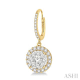 3/4 Ctw Round Cut Diamond Lovebright Earrings in 14K Yellow and White Gold