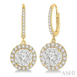3/4 Ctw Round Cut Diamond Lovebright Earrings in 14K Yellow and White Gold
