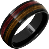 Double Barrel - Barrel Aged Black Diamond Ceramic Ring with Bourbon and Cabernet Inlays