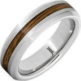 Barrel Aged Serinium® Ring with Bourbon Wood Inlay and Grain Finish