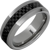 Black Ice - Rugged Tungsten Black Carbon Fiber Inlay Ring