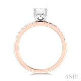 1/3 ctw Emerald Shape Round Cut Diamond Semi Mount Engagement Ring in 14K Rose and White Gold