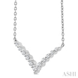 1/8 Ctw Petite Chevron Round Cut Diamond Pendant With Chain in Sterling Silver